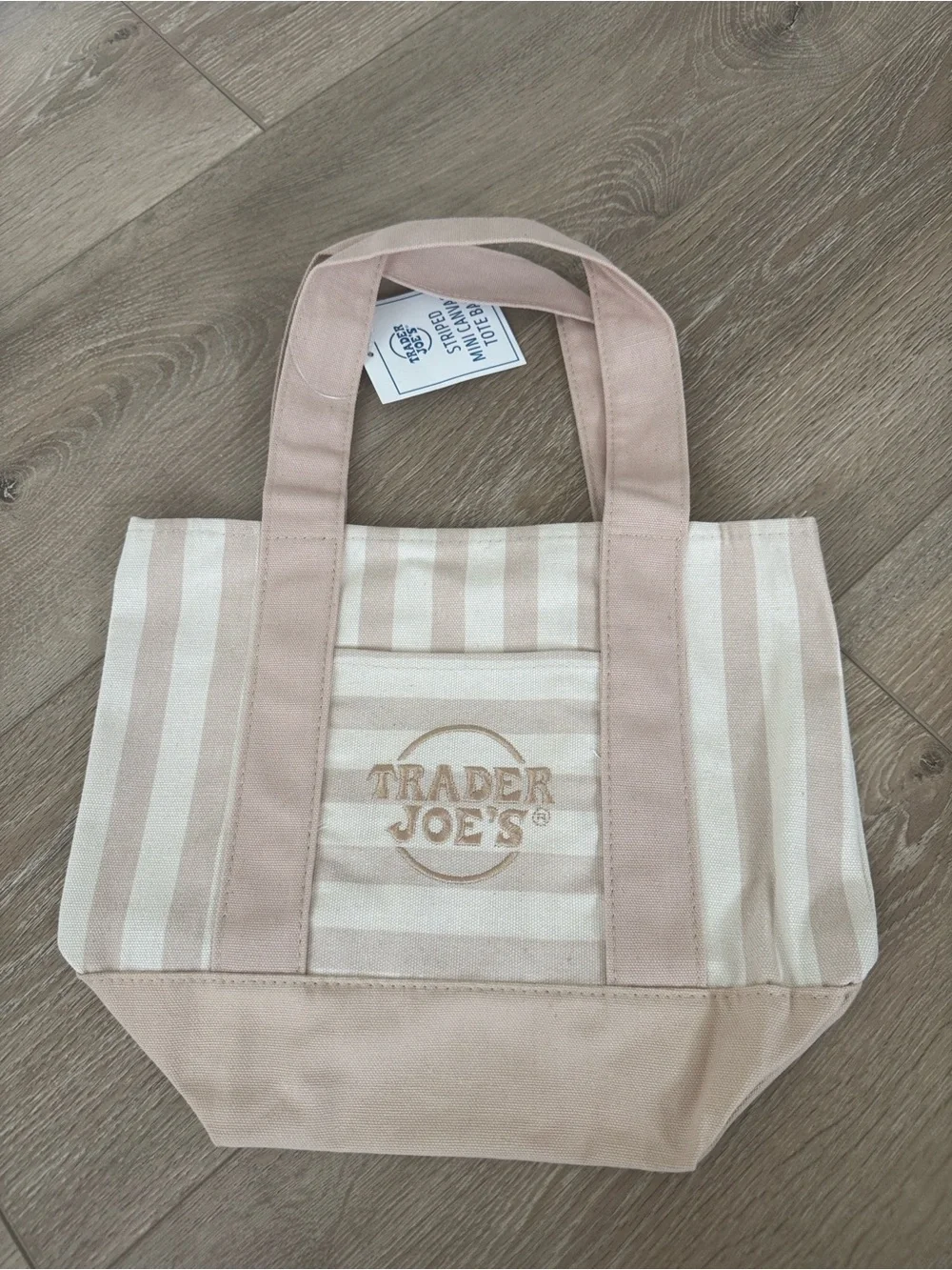 Trader Joe's Pastel Striped Mini Canvas Tote Set of 4: Pink, Blue, Green, Beige